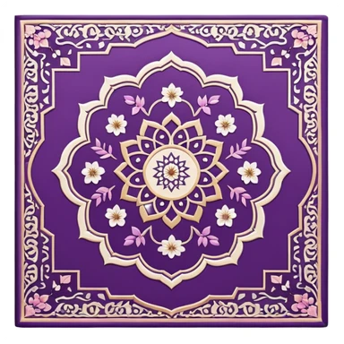 islamic Muslim prayer mat purple with blossom sticker