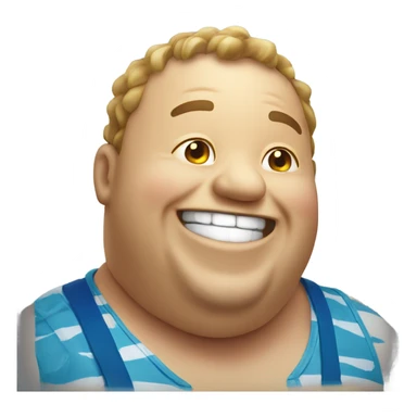 Fat man laughing on the beach sticker