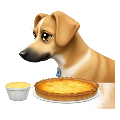 Dog with a quiche sticker
