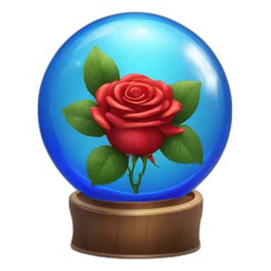 Red rose in a blue shiny glass sphere  sticker