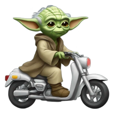 Yoda qui fait de la moto sticker