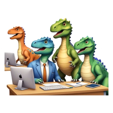 old dinosaurs working in an office sticker