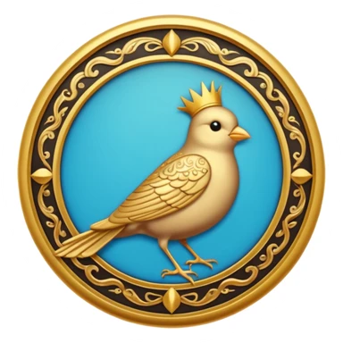 circular achievement style badge for early bird featuring a bird inside and a royal border  sticker