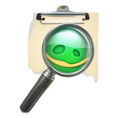 magnifying glass hovering over a clipboard sticker