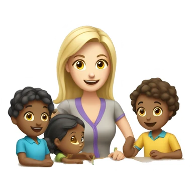A female teacher teaching 3 year old children in a daycare sticker