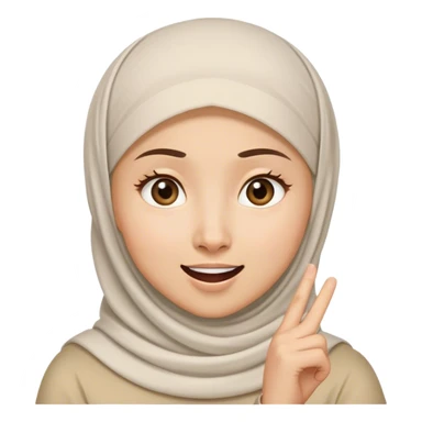 a white asian Muslim woman are thinking something. Her eyes rolling to up right. She got an idea, and her expression were excited! sticker