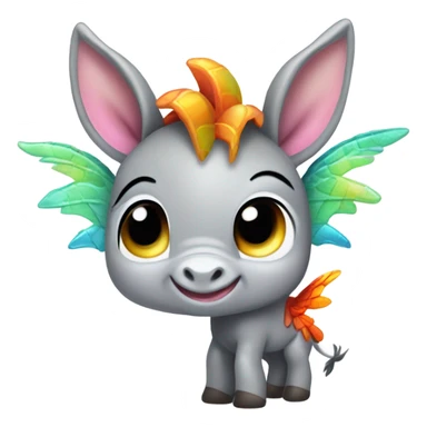 cute baby Donkey with dragon wings sticker