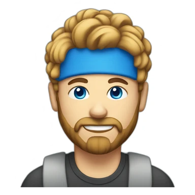 man with blue eyes a man with a bun hairstyle and a beard at a laptop sticker