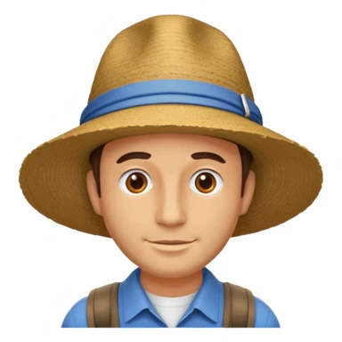 Visage homme créole réunionnais avec chapeau arrive avion sticker