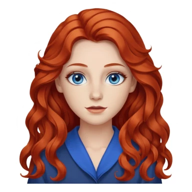 Chappell Roan (b.1998) with red long wavy hair, makeup, blue eyes sticker