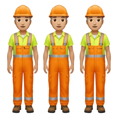 mature engineer hi-vis orange overalls standing full body sticker
