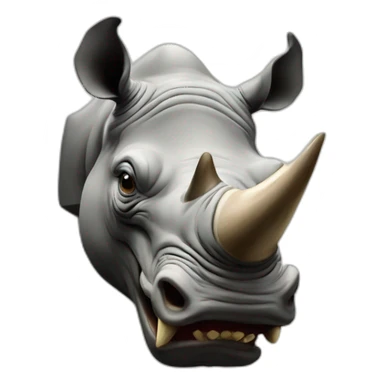 angry rhino head hanged on wall sticker