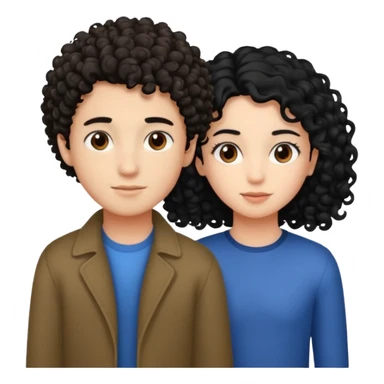 Un garçon cheveux boucle et yeux marron clair et une fille cheveux noir lisse côte à cote  sticker