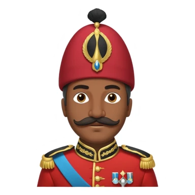 Ottoman Janissary in ceremonial uniform with tall hat and mustache sticker