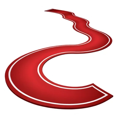 Minimalist emoji-style sticker of a blood-red carpet shaped like a thick trail or drop, flat vector design, no shadows. sticker