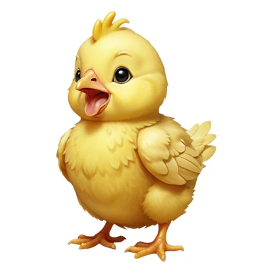 Cinematic Cute Yawning Yellow Baby Chicken Portrait Emoji, Head tilted slightly with a dramatic, wide-open yawn, showcasing a soft, downy yellow coat with little drooping wings, round beady eyes barely open in drowsy contentment, Simplified yet irresistibly adorable features, highly detailed, glowing with a soft, cozy glow, high shine, relaxed yet expressive, stylized with a touch of whimsical charm, bright and endearing, soft glowing outline, capturing the essence of a sleepy yet affectionate chick, so drowsy it feels like it could stretch out of the screen and curl up for a nap! sticker