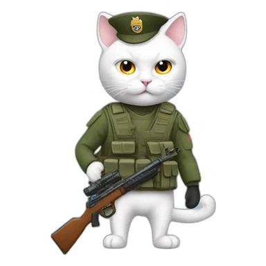 white male cat with soldier gun sticker
