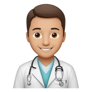 medico con estetoscopio y bata en un hospital sticker