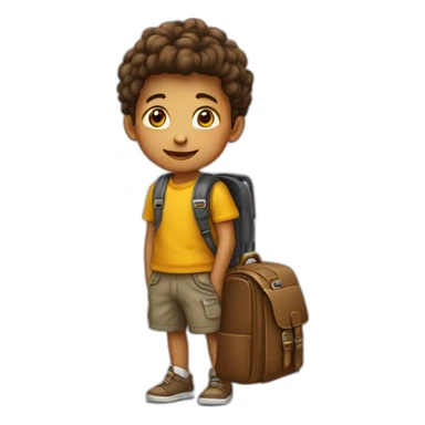 Enfant brun avec un cartable sticker