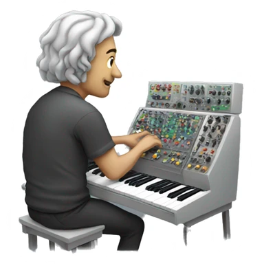 man turning into a modular synthesizer sticker