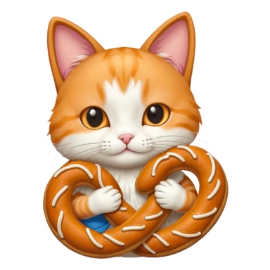 Hugging cat with pretzel sticker