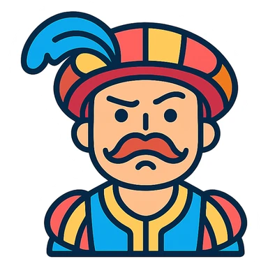 Angry Landsknecht looking up with one eyebrow raised sticker