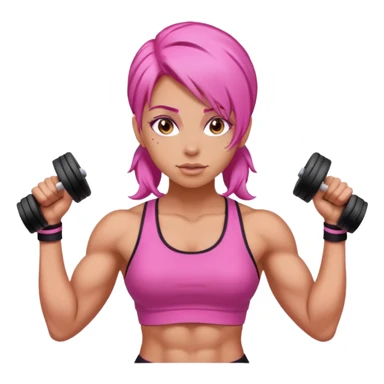gym girl with pink hair sticker