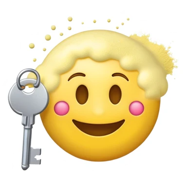 Happy emoji with powder and keys sticker