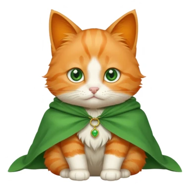 baby orange cat green eyes, in white cloak sticker