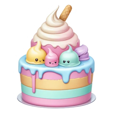 Melted kawaii pastel ice cream cake sticker