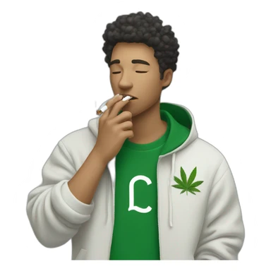 Guy smoking weed using lacoste hoodie sticker