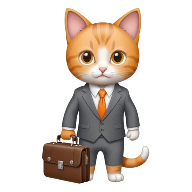 kitten in a suit holding a briefcase sticker