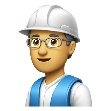 ingeniero, casco blanco, chaleco azul  sticker