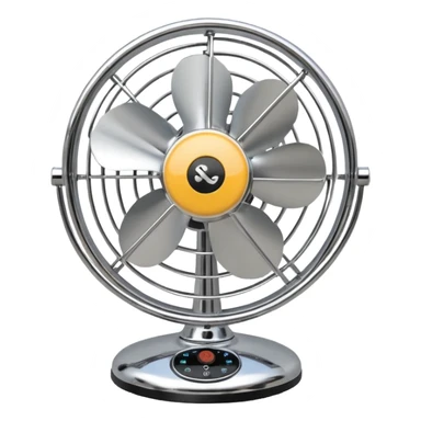 Desk Fan – classic round fan with metal cage and adjustable tilt. sticker