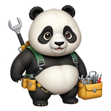 Chubby panda with tool belt sticker