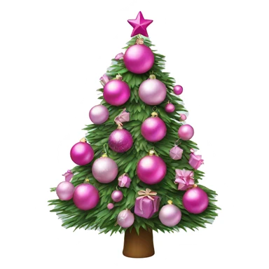Christmas tree with pink ornaments  sticker