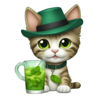 baby sherlock holmes cat drinking mojito sticker
