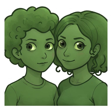 Straight hair mom and curly hair kid sticker