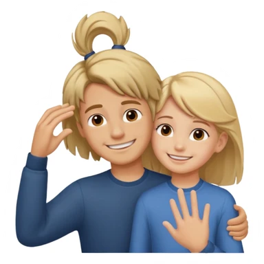 a boy putting a girls hair behind her ear gesture sticker