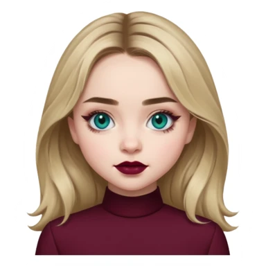 Sabrina carpenter blue-green eyes wearing burgundy lipstick  sticker