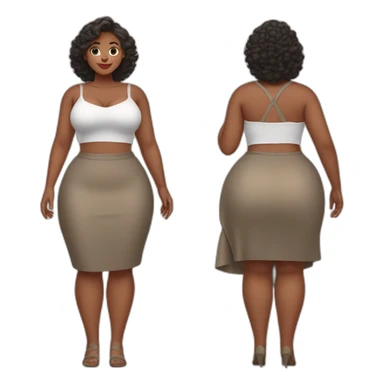 full-body-curvy-beauty-in-a-skirt as three-view drawings sticker