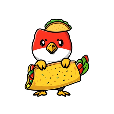 Mexican flag with eagle holding a taco instead of a snake sticker