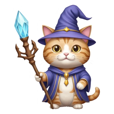 wizard cat holding a wand sticker