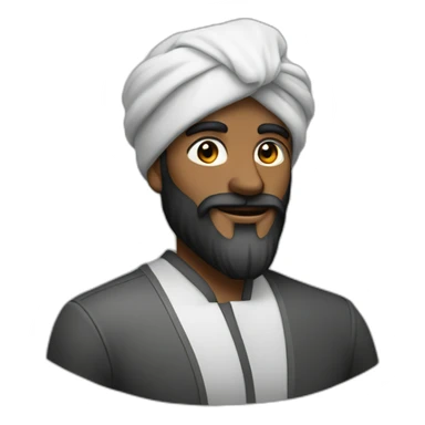 homme noir avec une très longue barbe noir et un turban à carreaux blancs sticker