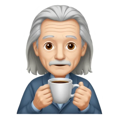 elderly with coffee men long hair sticker
