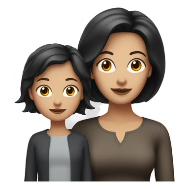 White mom with black short hair and daughter with LONG BROWN HAIR  sticker