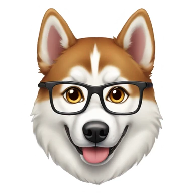 Red Siberian husky with glasses sticker