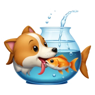 Dog licking a fish in a tank sticker