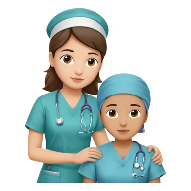 A nurse attending to a patient at the hospital sticker