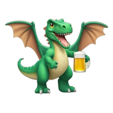 dinosuar with beer and wings sticker